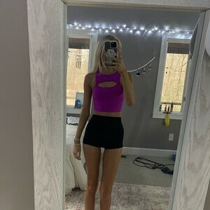 Stylish Pink Crop Top and Black Shorts Set